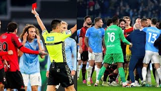 3 Red amp 10 Yellow Cards AC Milan vs Lazio Players Big Fight at FullTime 😳 Pulisic vs Pellegrini [upl. by Pacheco]