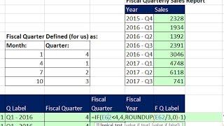 Highline Excel 2016 Class 09 Date Formulas and Date Functions including Fiscal Quarter amp Year [upl. by Alarice]