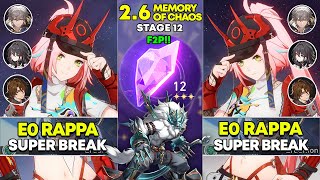 F2P E0 Rappa Super Break  Both Half MOC 12 3 Stars  Honkai Star Rail 26 [upl. by Etnuad]