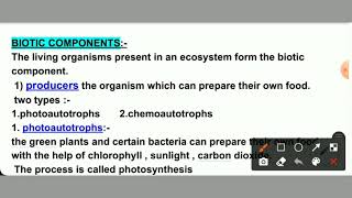 BIOTIC COMPONENTS PRODUCERS PHOTOAUTOTROPHSCHEMOAUTOTROPHS CLASS 9TH 12TH [upl. by Sturrock]