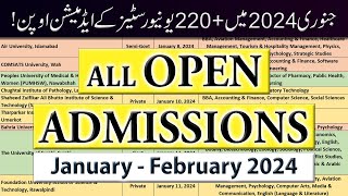 All Open Admissions in January 2024  220 GovtPrivate Universities Admissions Open [upl. by Aneel]