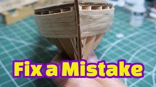 How To Plank The Hull Of A Wooden Model Boat  fixing an issue whilst planking the Hull [upl. by Zetrac]