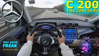 2023 Mercedes Benz C 200 20420 PS TOP SPEED AUTOBAHN DRIVE POV [upl. by Karrah]