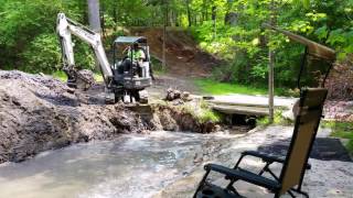 Digging out a Small Pond w Bobcat E32i Mini Excavator in 4K 2 [upl. by Aehsa]