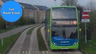 Stagecoach East Cambridgeshire Busway B Full Route Visual Peterborough to Cambridge [upl. by Dall831]