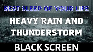 12 Hour rain sounds for sleeping  Black screen heavy rain and thunder sounds [upl. by Orling848]