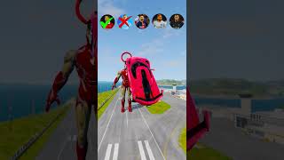 🚘CR7 vs Messi vs Mbappe Ironman Jump Challenge ⚽️beamngdrive simulator shorts ronaldo vs messi [upl. by Gazo]