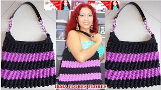 BOLSO  CARTERA EN DOS COLORES TEJIDO A CROCHET PASO A PASO [upl. by Nnairret]