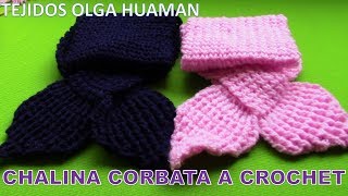 Chalina o Bufanda Corbata tejida a crochet o ganchillo paso a paso video tutorial [upl. by Adlemy]