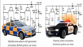 American police siren vs British police siren circuits on veroboard wailing tone vs warble tone [upl. by Inalaehon217]