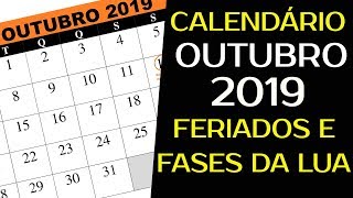 CALENDÁRIO OUTUBRO 2019 FERIADOS [upl. by Ignazio]