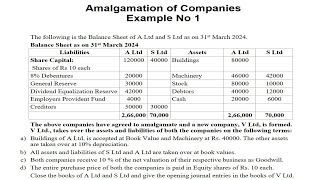 Amalgamation of Companies Solved Example No 1Accounting for AmalgamationPart 2CA CMA SPPU Exam [upl. by Lacie]