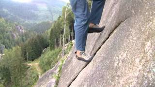 Klettern lernen Klettertechnik Klettertraining mittels Reibungsklettern im Harz am Granit [upl. by Pesvoh]