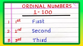 ORDINAL NUMBER 1 TO 100 IN ENGLISH [upl. by Ruhl]