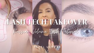 LASH TECH TAKEOVER Russian Volume Lash Tutorial Q amp A  Tatti Lashes [upl. by Haras807]