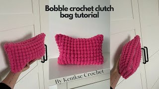 Crochet bobble clutch bag tutorial I Kenikse Crochet [upl. by Casady]