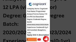 Cognizant Recruitment 2024  Cognizant is hiring cognizantjob cognizantoffcampusdrive [upl. by Dianna]