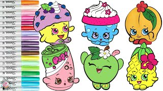 Shopkins Coloring Book Compilation Soda Pops Apple Blossom Cheeky Chocolate Pineapple Crush Peachy [upl. by Nodanrb]