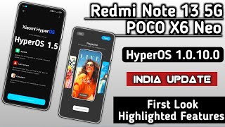 Redmi Note 13 5GPOCO X6 Neo HyperOS 10100 India Update ReleaseHyperOS 15 1st Look amp Features [upl. by Gereld617]