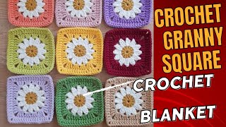 crochet sunburst granny square  Granny square  Crochet blanket [upl. by Esme65]