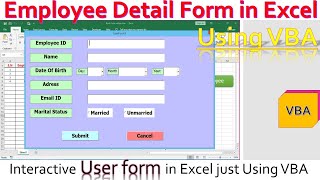 Interactive Employee Form in Excel Using VBA Create User form complete tutorial ExcelForm VBA [upl. by Jago]