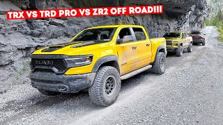 Top Gear Style NEW Truck Battle TRX vs TRD Pro vs ZR2 on The Most DANGEROUS Trails in the USA Pt1 [upl. by Odlanier]