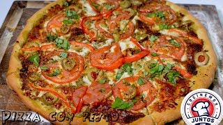 Receta de pizza vegetariana con pesto  Vegetarian Pizza with pesto [upl. by Ap]