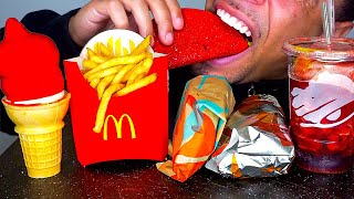 taco bell ice cream cone dipped chocolate crispy french fries cheese burrito big bites asmr mukban [upl. by Alaj]