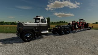 Farming simulator 22 Mack Super Liner hauling old school international tractor’s [upl. by Qahsi]