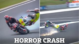 Marco Bezzecchi horror crash with Maverick Vinales  Scary crash between Bezzecchi and Vinales [upl. by Arad]