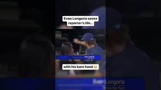 Evan Longoria saves a reporters life😍 video Debunked 🥴 [upl. by Condon]