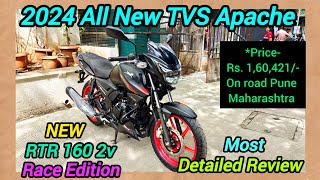 2024 All New TVS Apache  RTR 160 2v Race Edition 🔥 NEW 🔥  Most Detailed Review 😊 [upl. by Ira]