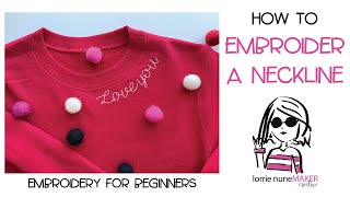 HOW TO EMBROIDER A NECKLINE  EMBROIDERY FOR BEGINNERS  PR1055X EM1010 JANOME 500E [upl. by Grae609]