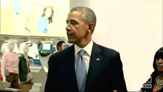 Barack Obama Visits the Gap in NYC [upl. by Kcirdnekel]