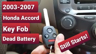 20032007 Honda Accord Key Fob Doesnt need power to start the car [upl. by Anoiuq]