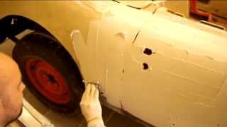 How to apply body filler and make perfect contour on Chevrolet corvette 1958 [upl. by Alihet]