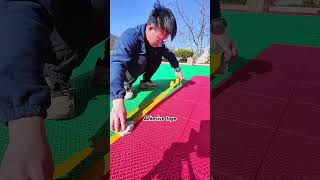 installation of basketball court DIY your home court [upl. by Mabel]