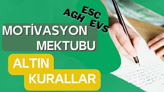 ESC Motivasyon Mektubu Nasıl Olmalı  Avrupa Gönüllü Hizmeti EVS  AGH [upl. by Bearce15]