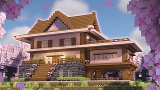 Minecraft How To Build A Cherry Blossom Mansion House Tutorial [upl. by Anotyal]