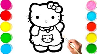 Fat Hello Kitty Drawing with acrylic paint for children  hello Kitty easy drawing [upl. by Durrell]