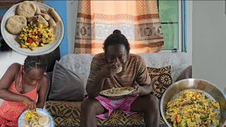 Ackee amp Saltfish with Dumpling and banana  breakfast setting indoor cooking [upl. by Aidyn]