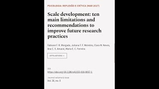 Scale development ten main limitations and recommendations to improve future researc  RTCLTV [upl. by Tenaej347]