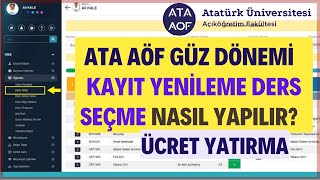 Ata Aöf Kayıt Yenileme Ders Seçme Nasıl Yapılır  Ata Aöf Ders Kaydı Nasıl Yapılır Kayıt Yenileme [upl. by Esinet]