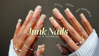 How To Do Gel X Nails At Home Using Full Cover Tips From Amazon  Junk Nails Tutorial [upl. by Otilesoj63]