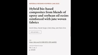 Hybrid biobased composites from blends of epoxy and soybean oil resins reinforced wi  RTCLTV [upl. by Ybab]