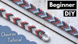 EASY Chevron Tutorial with TEAR DROP LOOP  Friendship Bracelets Beginner DIY [upl. by Oinafipe]