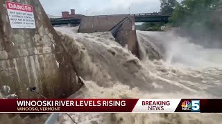 The Winooski River rising and raging through downtown Winooski [upl. by Nefets234]