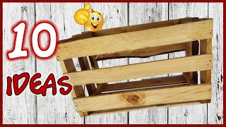 10 LINDAS IDEAS CON CAJAS DE FRUTAS DE MADERA  Manualidades con trozos de madera  crafts with wood [upl. by Adlog]