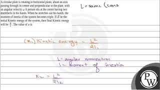 A circular plate is rotating in horizontal plane about an axis passing through its center and p [upl. by Garrity]