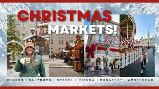 CHRISTMAS MARKETS IN EUROPE Munich  Salzburg  Strobl  Vienna  Budapest  Amsterdam  Castles [upl. by Froh]